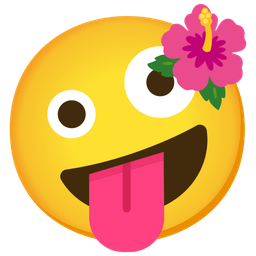 zany face and hibiscus