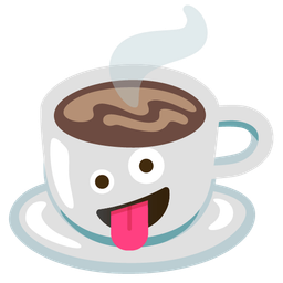 zany face and hot beverage