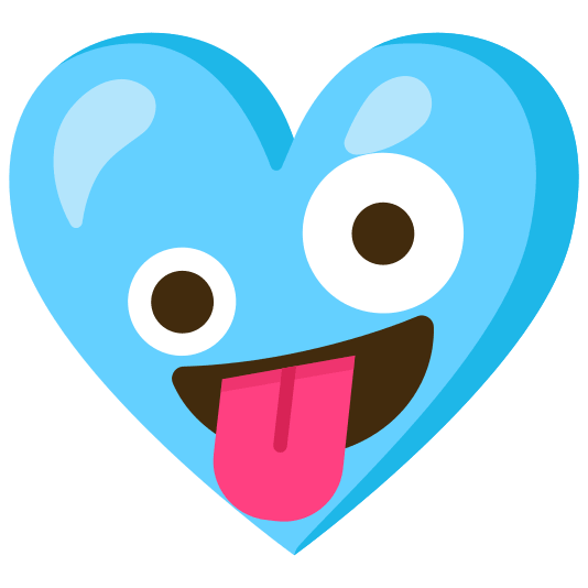 Zany face and Light blue heart