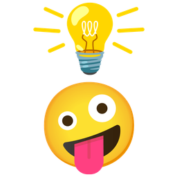 zany face and light bulb