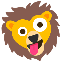 zany face and lion