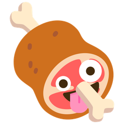 zany face and meat on bone