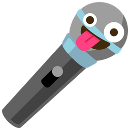 zany face and microphone