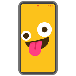 zany face and mobile phone