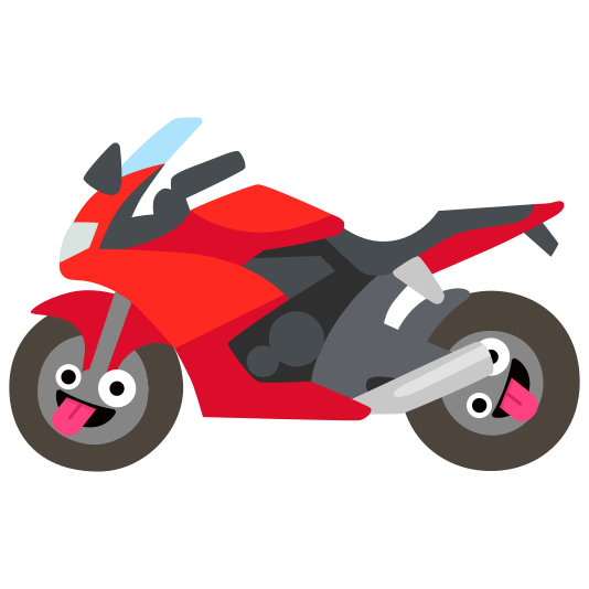 Zany face and Motorcycle