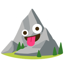 zany face and mountain