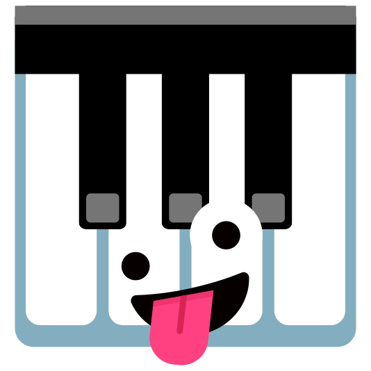 Zany face and Musical keyboard