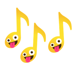 zany face and musical notes