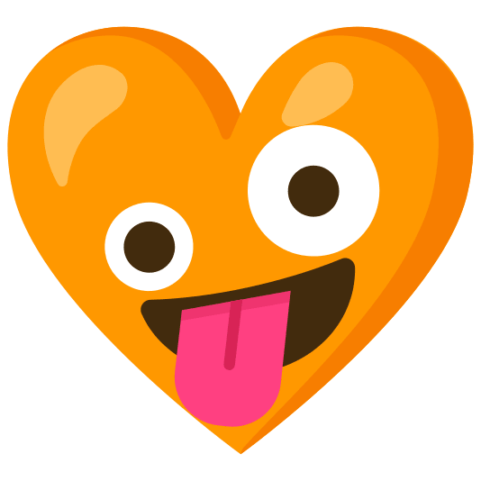 Zany face and Orange heart