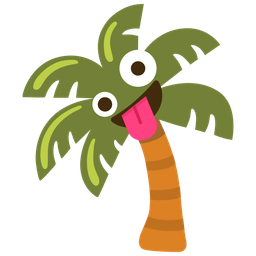 zany face and palm tree