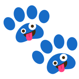 zany face and paw prints