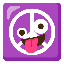 zany face and peace symbol