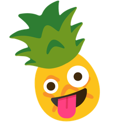 zany face and pineapple