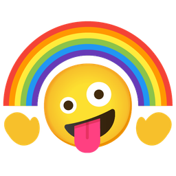 zany face and rainbow