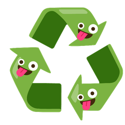 zany face and recycling symbol