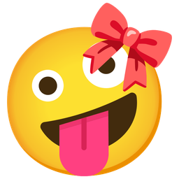 zany face and ribbon