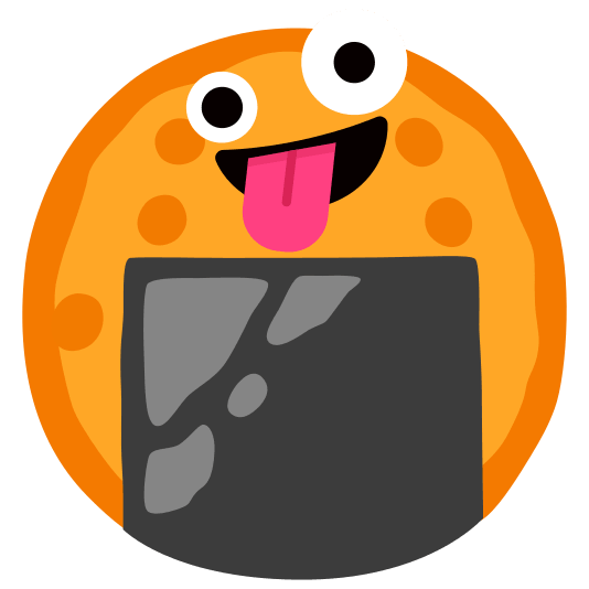 Zany face and Rice cracker