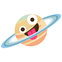 zany face and ringed planet