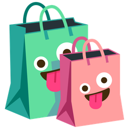 zany face and shopping bags