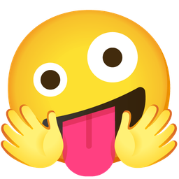 Zany face and Smiling face with open hands