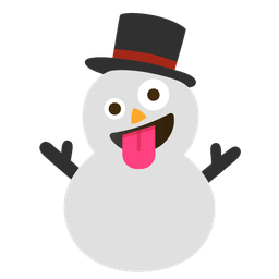 zany face and snowman without snow