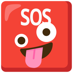 zany face and SOS button