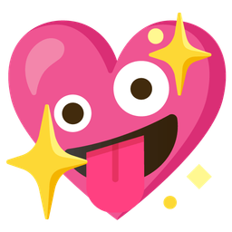 zany face and sparkling heart