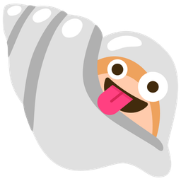 zany face and spiral shell