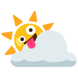 zany face and sun behind cloud