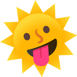 zany face and sun with face