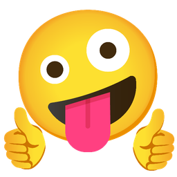 zany face and thumbs up