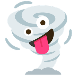 zany face and tornado