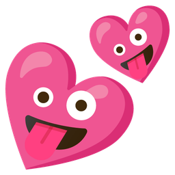 zany face and two hearts