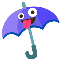 zany face and umbrella