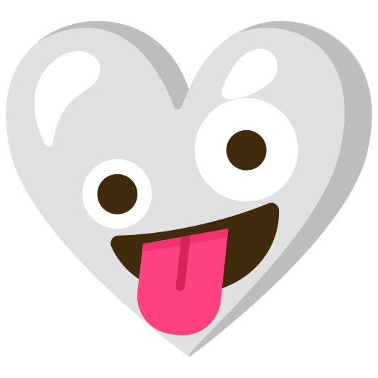 Zany face and White heart