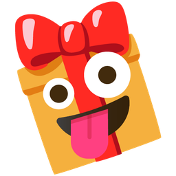 zany face and wrapped gift