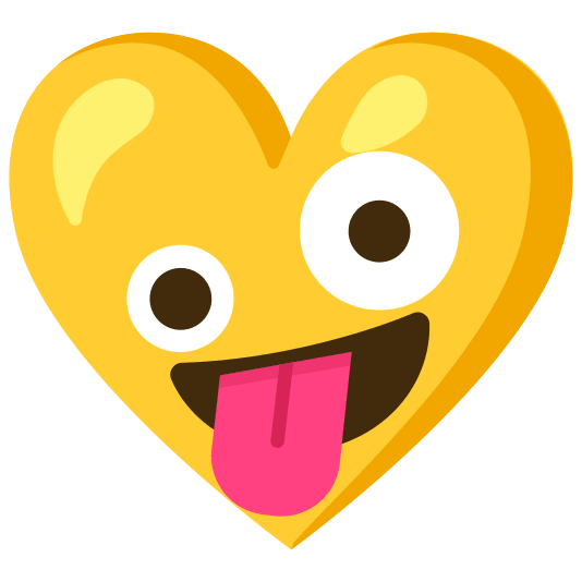 Zany face and Yellow heart