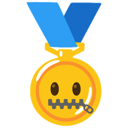 zipper-mouth face and 1st place medal