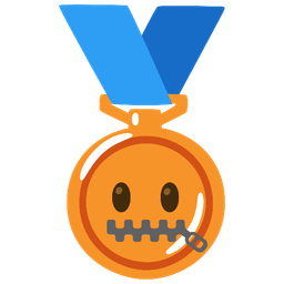 zipper-mouth face and 3rd place medal