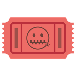 zipper-mouth face and admission tickets