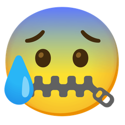 zipper-mouth face and anxious face with sweat