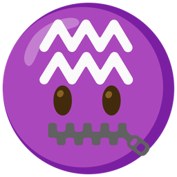 zipper-mouth face and Aquarius