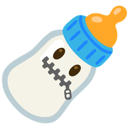 zipper-mouth face and baby bottle