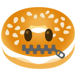 zipper-mouth face and bagel