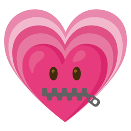 zipper-mouth face and beating heart