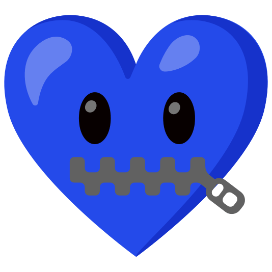 Zipper-mouth face and Blue heart