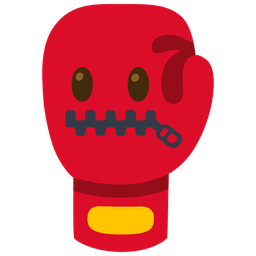 zipper-mouth face and boxing glove