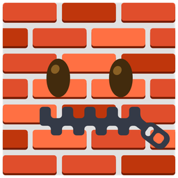 zipper-mouth face and brick