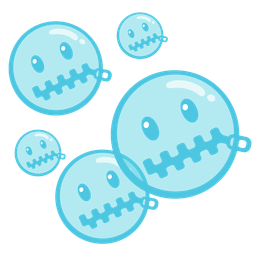 zipper-mouth face and bubbles