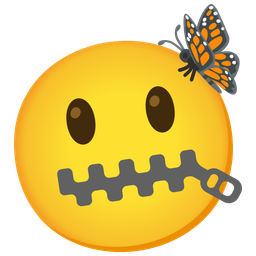 zipper-mouth face and butterfly